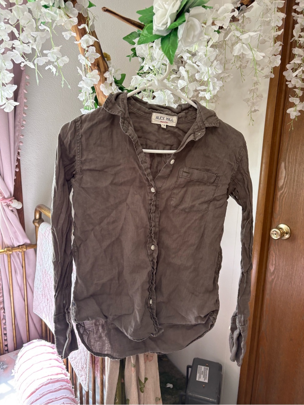 Alex Mill Brown Button-Down Shirt 100% linen